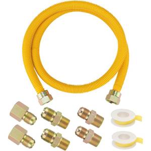 lot 10391 image: 48 Flexible Gas Line Kit for DryerStove,58 OD x 34 & 12 Connectors