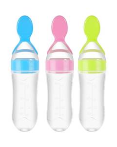 lot 10399 image: 3 Pack Baby Food Feeder, 3 Oz Silicone Squeeze Spoon