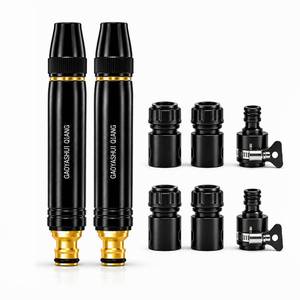 lot 10405 image: Yegks High Pressure Hose Nozzle Set, Heavy Duty Adjustable Water Gun with Dual Connector, Garden Hose Sprayer for Car Wash, Outdoor Cleaning, Lawn Watering and Patio Care (Pacifier Interface2)