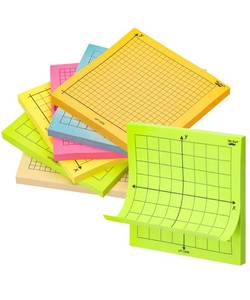 lot 10409 image: Mr. Pen- Graph Sticky Notes, 3x3 Inch, 6 Pads, 50 SheetsPad, 300 Sheets  6 Grid Designs, Bright Colors, Square Graph Paper Notes, Grid Sticky Note Pads for Math, Study, Journals, Planners