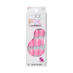 lot 10410 image: Kiss Impress No Glue Mani Press On Nails, Color FX, Late Night, Pink, Short Size, Squoval Shape, Includes 30 Nails, Prep Pad, 1 Manicure Stick, 1 Mini File