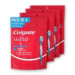 lot 10419 image: Colgate Wisp Disposable Toothbrushes for Travel, Pack of 4, 96 Total Count
