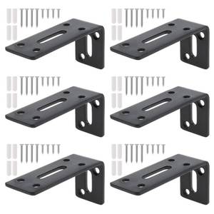 lot 10421 image: 6Pcs Adjustable Slotted Black L Brackets,2 Slots Holes,3-15 in x 1-35 in