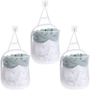 lot 10424 image: 3 Pieces Hanging Laundry Hamper Laundry Bag to Hang
