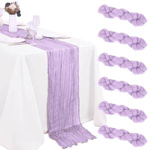 lot 10445 image: 6 Pack Cheesecloth Table Runner 20 x 120 Inch Lavender Boho Gauze Cheese Cloth Table Runners 10 FT Long Rustic Sheer Table Decorations for Wedding Party Baby Bridal Shower Birthday Holiday Home