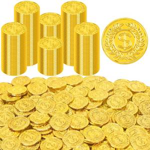 lot 10446 image: 120PCS Gold Coins 1.4in Plastic Fake Pirate Treasure Coins Party Supplies