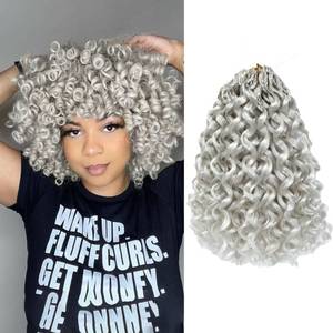 lot 10448 image: Pre looped Gogo Curl Crochet Hair 10 Inch 8 Packs Pre twisted Short Curly Crochet Hair for Black Women Ocean Wave Braiding Hair Water Wave Deep Braiding Hair(10 inch,Sliver White)