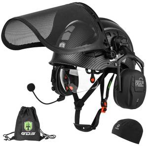 lot 11478 image: Green Devil Forestry Safety Helmet with Bluetooth Ear Muffs  Retail $135.99