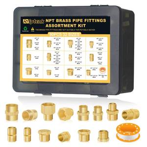 lot 11492 image: Siptenk 90pc NPT Brass Pipe Fittings Kit Assortment