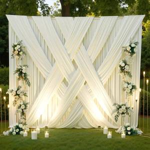 lot 11503 image: Party Village Backdrop Curtains 30x12 ft Ivory  Retail $300