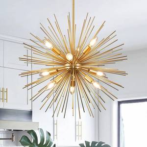 lot 11509 image: 24in Gold Sputnik Chandelier 9-Light  Retail $189.46