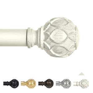 lot 11531 image: TANGWIN Farmhouse Curtain Rod 66-120 Inch Antique White