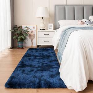 lot 11533 image: Duduta Navy Blue Tie Dye Plush Runner Rug 2x6 ft