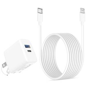 lot 12002 image: Sunrson 20W Dual Port Fast Charger with USB-C Lightning Cable