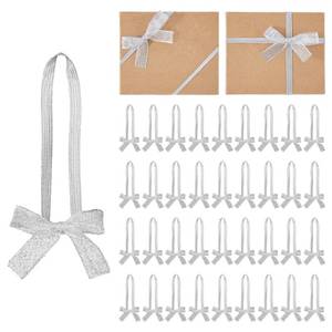 lot 12005 image: CraftyMelody Silver Stretch Elastic Loops with Burlap Bows, 50-Pc