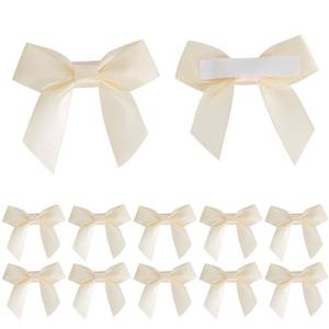 lot 12007 image: AIMUDI Ivory Satin Ribbon Bows 2 Self-Adhesive 50 Pack