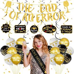 lot 12037 image: Divorce Party Decorations Set Black Gold