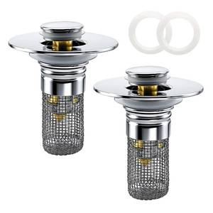 lot 12048 image: Axwnh Pop-Up Sink Drain Strainer with Basket, 2-Pack