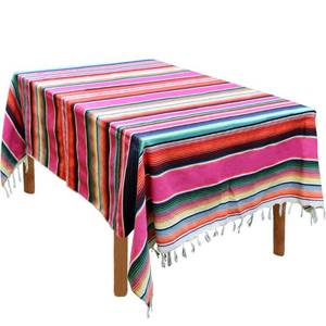 lot 12444 image: Hxezoc Mexican Blanket Tablecloth 59 x 84 Inch Pink