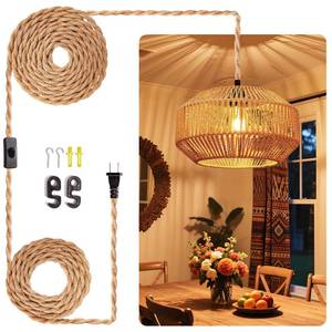 lot 13736 image: Maliralt Hand-Woven Rattan Plug-In Pendant Light