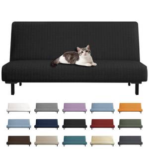lot 13737 image: YEMYHOM Futon Cover Jacquard Armless Sofa Slipcover Black