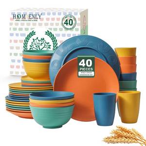 lot 13739 image: Homienly 40-Piece Wheat Straw Dinnerware Set