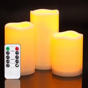 lot 13755 image: Homemory Outdoor Waterproof Flameless LED Candles 3-Pack