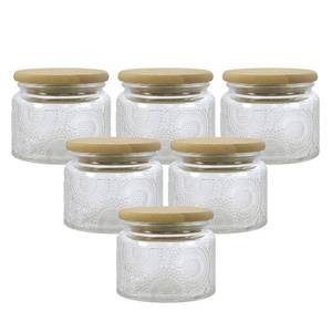 lot 14021 image: LINGSHINE Glass Jars with Bamboo Lids 4 oz 4 Pack