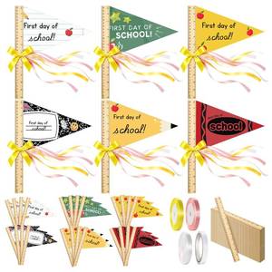 lot 14030 image: Noxglory First Day of School Flag DIY Kit 24 Sets