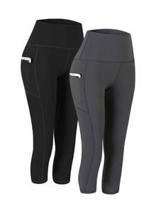 lot 14041 image: Fengbay 2 Pack High Waist Yoga Pants With Pockets XL
