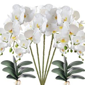 lot 14046 image: HinyoCo Artificial Orchid Flowers White 32 Inch