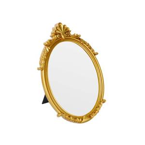 lot 14054 image: LuHeToz Oval Makeup Mirror Gold Plastic 7.5 x 11 In