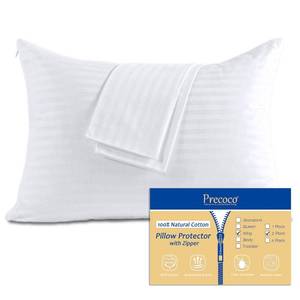 lot 14056 image: Precoco 100% Cotton King Pillow Protectors, Set of 2