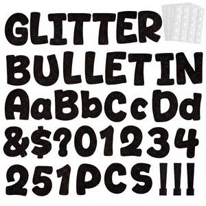 lot 14098 image: Thboxes 251 Piece Bulletin Board Letter Set, Black Glitter