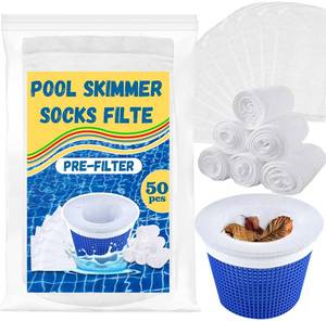 lot 14100 image: LUYI Pool Skimmer Socks 50 Pack Ultra Fine Mesh