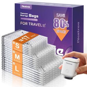 lot 17615 image: Nicetree 17-Pack Vacuum Storage Bags with Pump