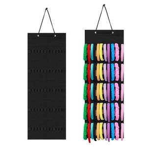 lot 17619 image: Tudomro Hanging Headband Holder, 60 Elastic Bands, Black