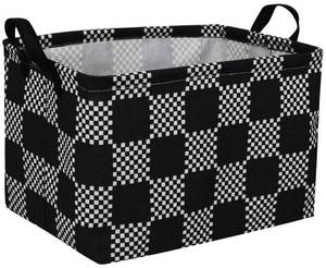 lot 18006 image: Essme Rectangular Storage Basket with Handles, Black Grid