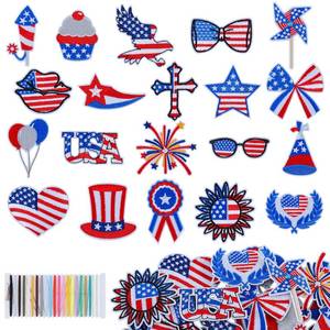 lot 18018 image: BINBE 20pc Independence Day Iron-On Patches