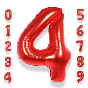 lot 18486 image: AULE 40 Inch Red Number 4 Foil Balloon