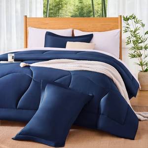 lot 19860 image: MR&HM All-Season Natural Cooling Comforter for Hot Sleepers Twin, Navy Blue