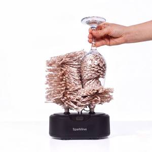 lot 19861 image: Home Glassware Polisher, Worlds First Affordable Spinning Glass Polisher, 600 RPM Dries, Polishes, All Glasses, Wine, Bar, Drinking, Wet Glass and Spin For Sparkling Glassware, Black, Classic Matte