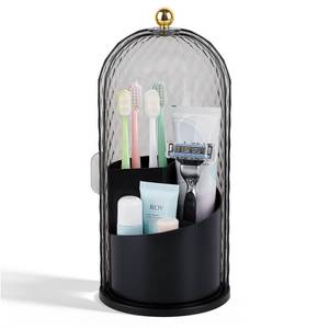 lot 19883 image: Toothbrush Holder with Cover for Bathroom Countertop, Organizer, Black