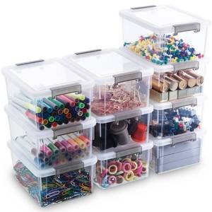 lot 19885 image: Citylife 10Packs 1.3Qt Small Storage Bins with Lids,Stackable Clear