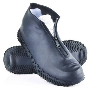 lot 20360 image: Shiwely Silicone Waterproof Shoe Covers, Upgrade Reusable Overshoes with Zipper, Resistant Rain Boots Non-Slip Washable Protection for Women, Men (L (Women 7.5-10.5, Men 6.5-9), Black)