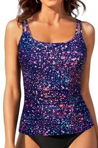 lot 20361 image: Women Tankini Swim Top Only - Tummy Control Swimsuit Bathing Suit Top Medium