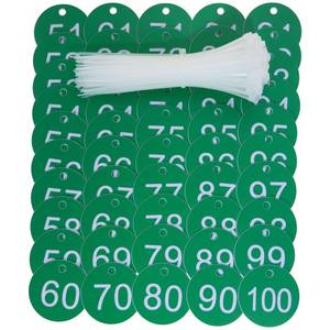 lot 20380 image: ONLYKXY Plastic Number Tag 1-100 Numbered Marking Identification Hang Tags Luggage Labels ID Tag with Rings for Organized Coded Key Box Cabinet Plant Coding Tag (Green)