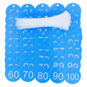 lot 20387 image: ONLYKXY Plastic Number Tag 1-100 Numbered Marking Identification Hang Tags Luggage Labels ID Tag with Rings for Organized Coded Key Box Cabinet Plant Coding Tag (Light Blue)