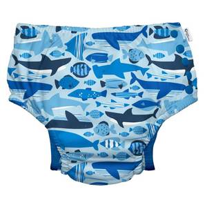 lot 20400 image: Green Sprouts Boys Snap Reusable Absorbent Swimsuit Diaper, Blue Undersea, 4T