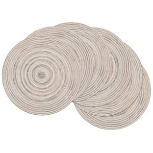 lot 20439 image: SHACOS Round Braided Placemats 15 inch Set of 6 Washable Kitchen Table Placemats for Home Wedding Party (Rainbow Gray, 6)